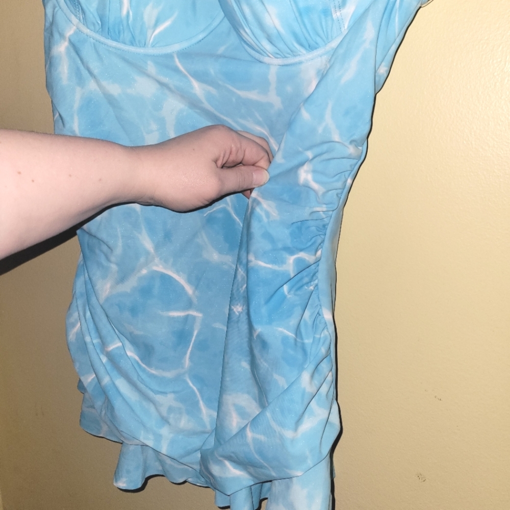 New Torrid Blue Push Up One-Piece Skirted Swimsuit 0 0X - Picture 12 of 12